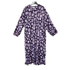 Only Necessities 100% Cotton Purple Snowflake Design Nightgown Size  2X